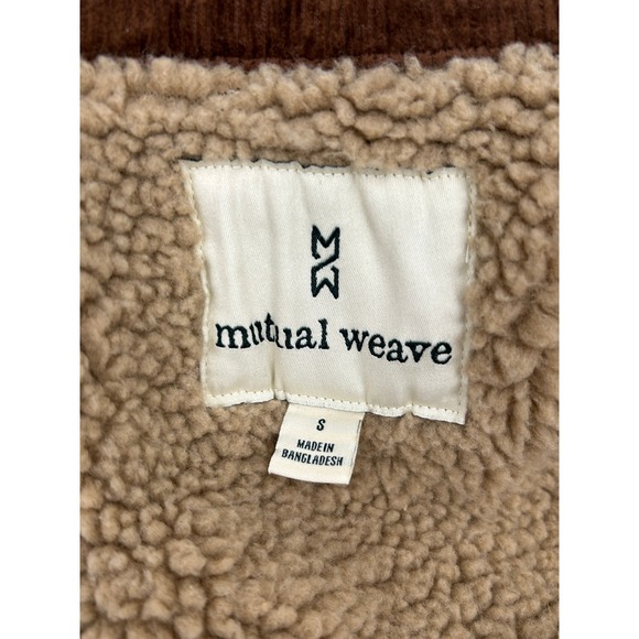 Mutual Weave Sherpa Lined Corduroy Trucker Jacket Brown Western Workwear S - Picture 13 of 15
